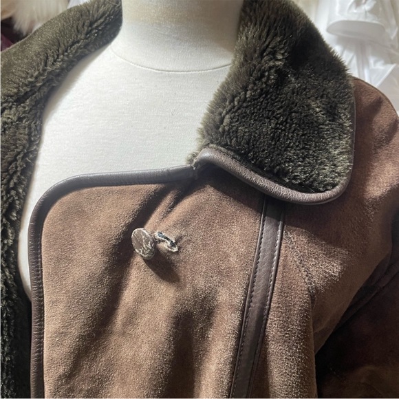 Mens suede faux fur lined coat - Picture 8 of 8